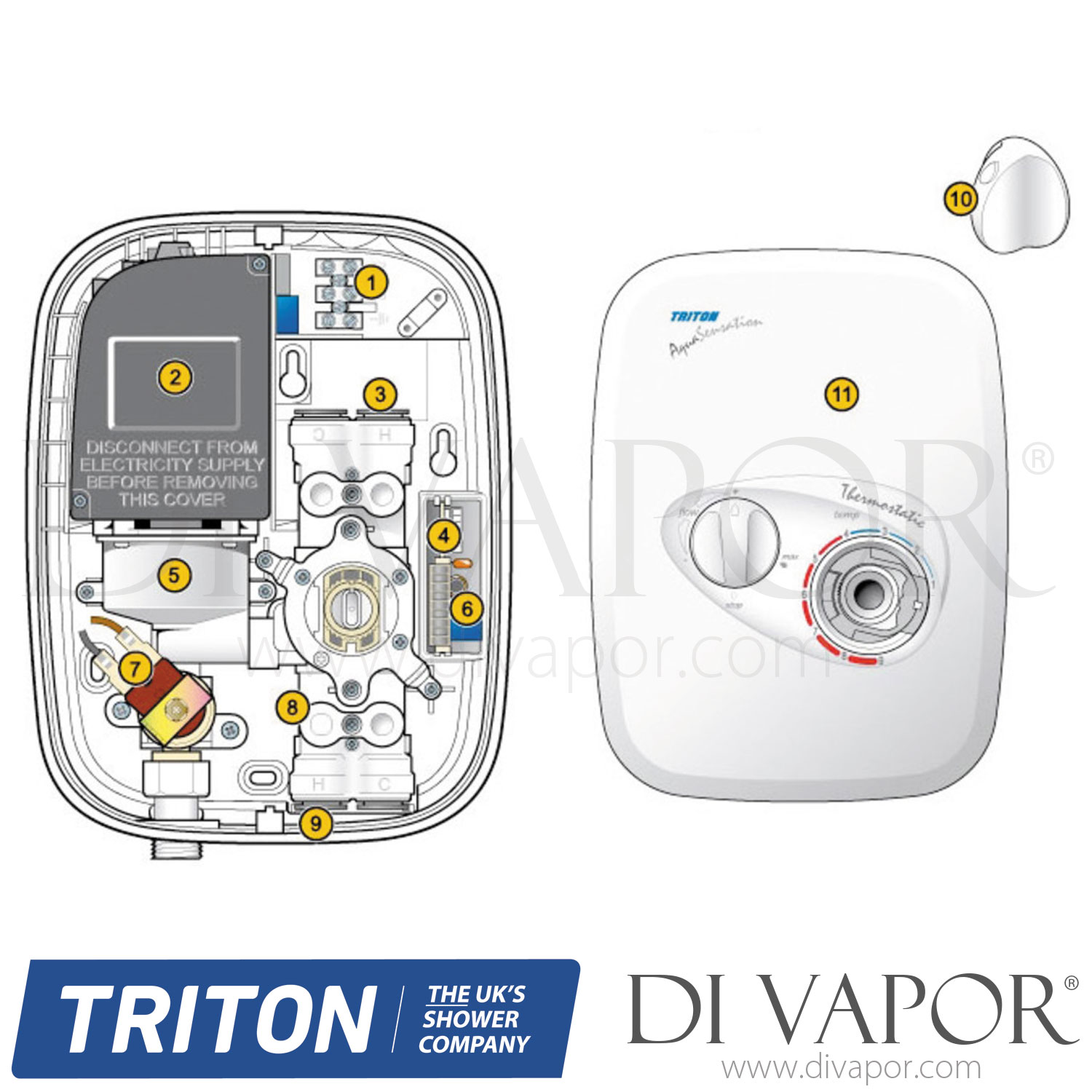 Triton AS2000T Thermostatic Power Shower Spare Parts TR DV 682